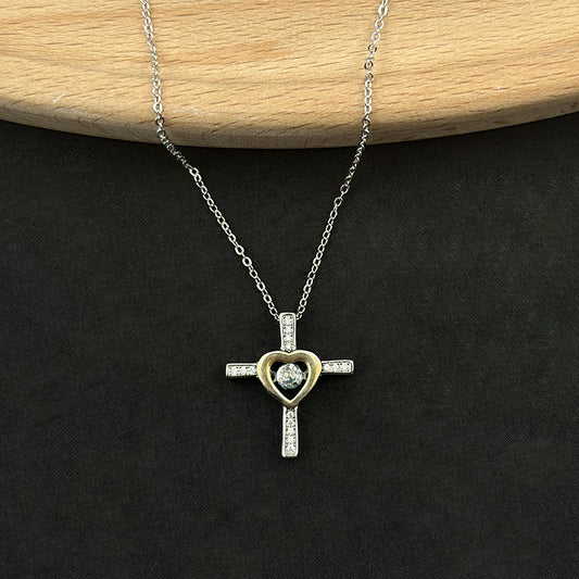 JC-250106NCL-018  Cross Pendant Necklace Two-color Love