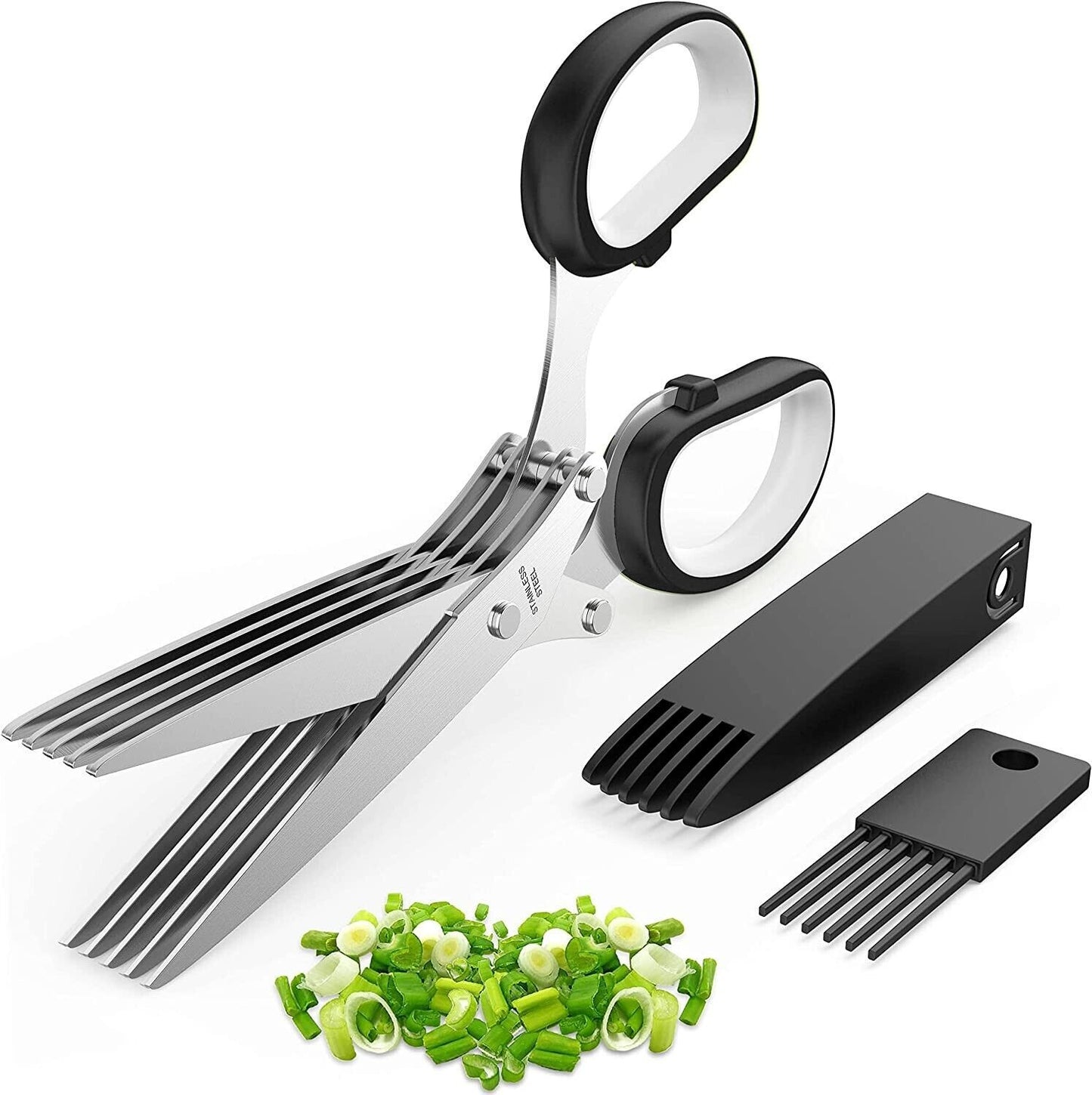 JC-241226KCT-011  Herb Scissors Set With 5 Blades And Cover - Multipurpose Kitchen Shear