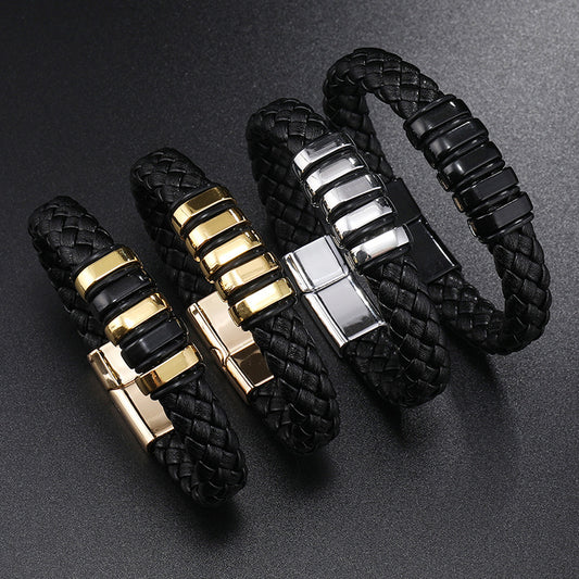 JC-241230BBJ-035  Multi-layer Leather Woven Bracelet Wrist Ring