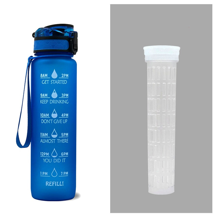 JC-250103DWR-027  1L Tritan Water Bottle With Time Marker Bounce Cover Motivational Water Bottle Cycling Leakproof Cup For Sports Fitness Bottles