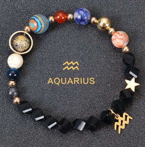 JC-241230BBJ-088  Eight Planets Twelve Constellations Bracelets Frosted Stone Beaded Bracelet