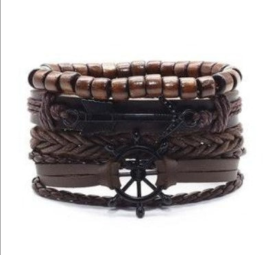 JC-241230BBJ-031  Men's Leather Vintage Braided Bracelet