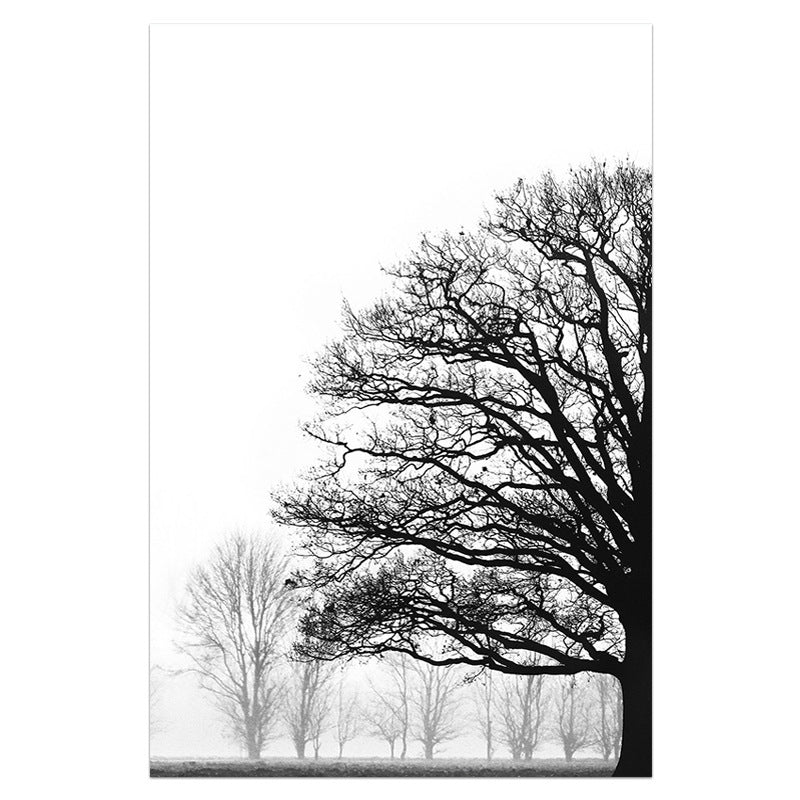 JC-250104PNT-005  Black And White Winter Trees Modern Sofa Background Wall Decorative Painting