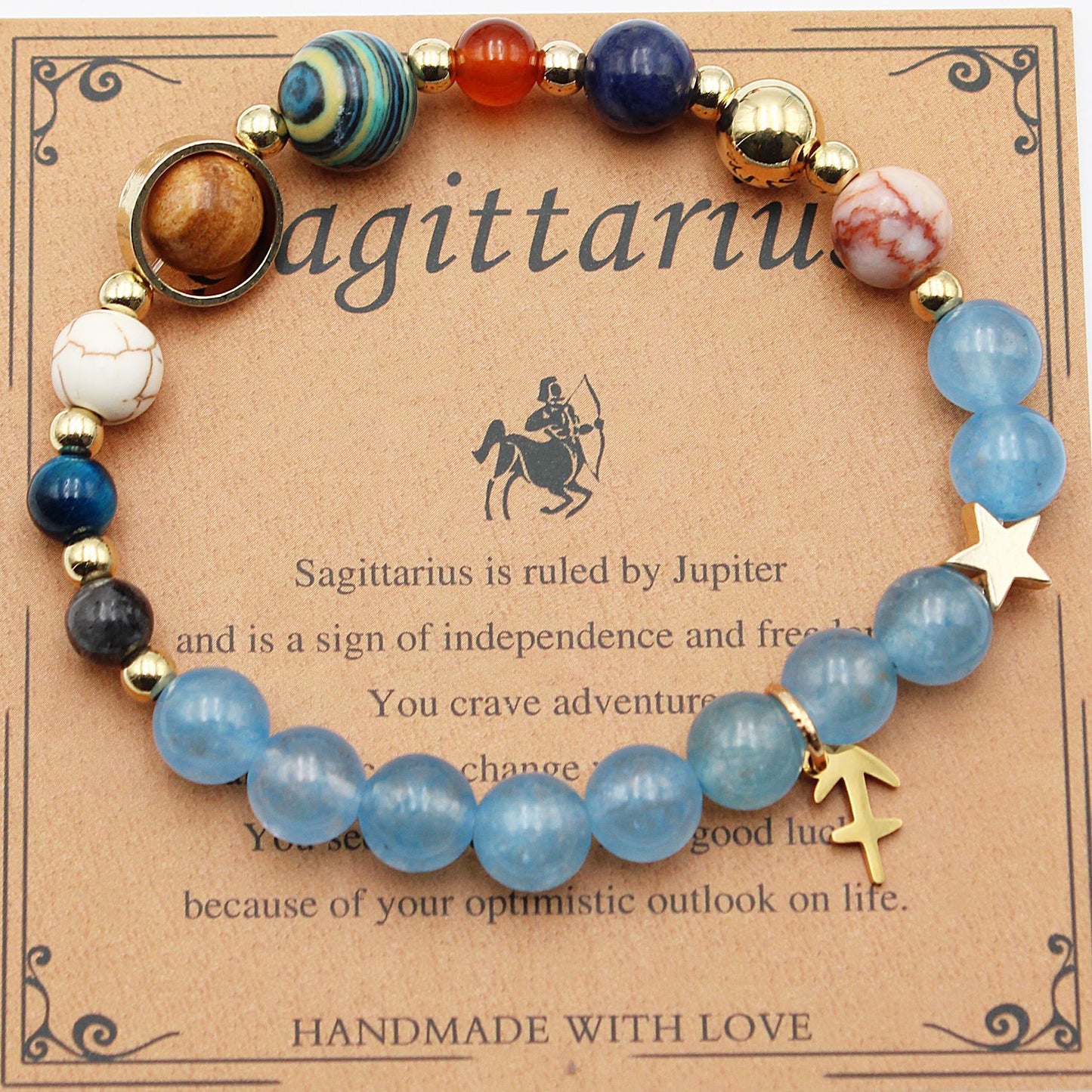 JC-241230BBJ-066  Twelve Constellations Bracelets Natural Stone Beaded Eight Planets