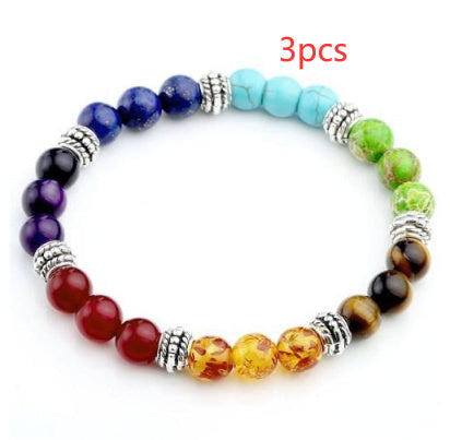 JC-241230BBJ-047  Agate molten rock 8mm energy volcanic stone chakra colorful beads bracelet string