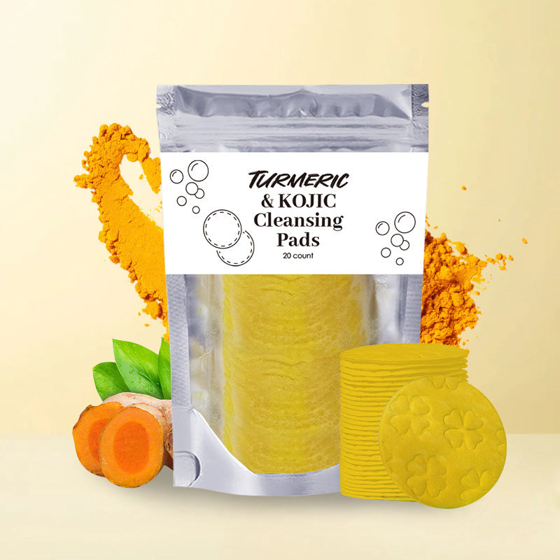 JCM-248CLN-24  Turmeric Exfoliating Cleansing Pads Compressed Facial Sponges Skin Care Tools For Face Clogged Pores Excess Oil Cleansing