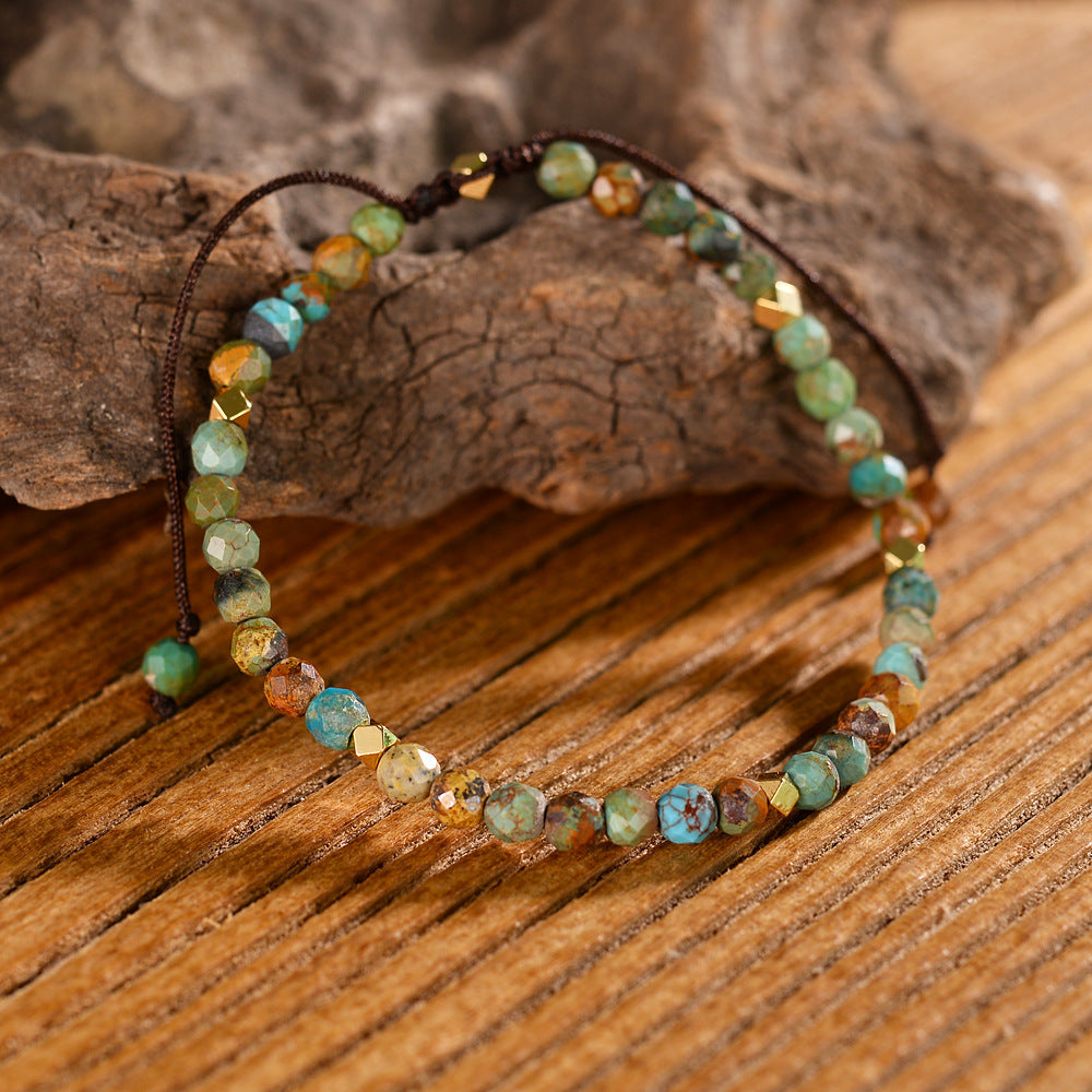 JC-241230BBJ-087  Natural African Turquoise Braided Bracelet Adjustable Bracelet