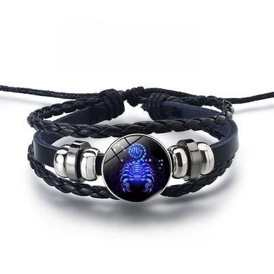 JC-241230BBJ-016  12 Constellations Luminous Bracelet Fashion Nightlight Punk Style Starry Sky Bracelet For Men  Women Children