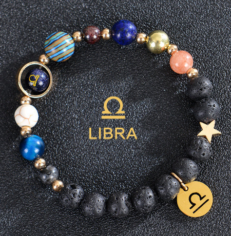 JC-241230BBJ-088  Eight Planets Twelve Constellations Bracelets Frosted Stone Beaded Bracelet