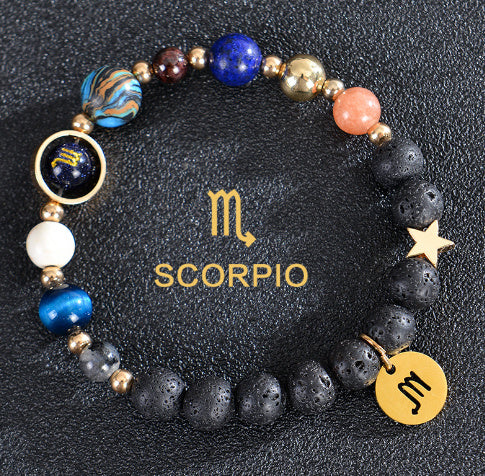 JC-241230BBJ-088  Eight Planets Twelve Constellations Bracelets Frosted Stone Beaded Bracelet