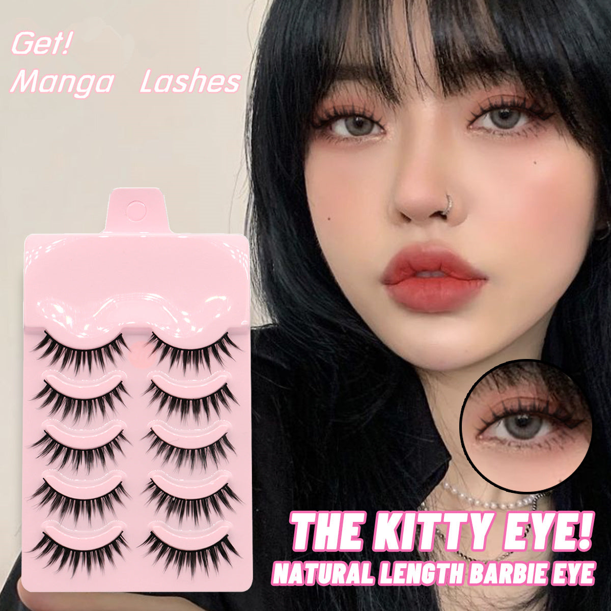 JC-241231MUP-016  5 Pairs Manga Lashes New Arrival Anime Cosplay Natural Wispy  Korean Makeup Artificial False Eyelashes