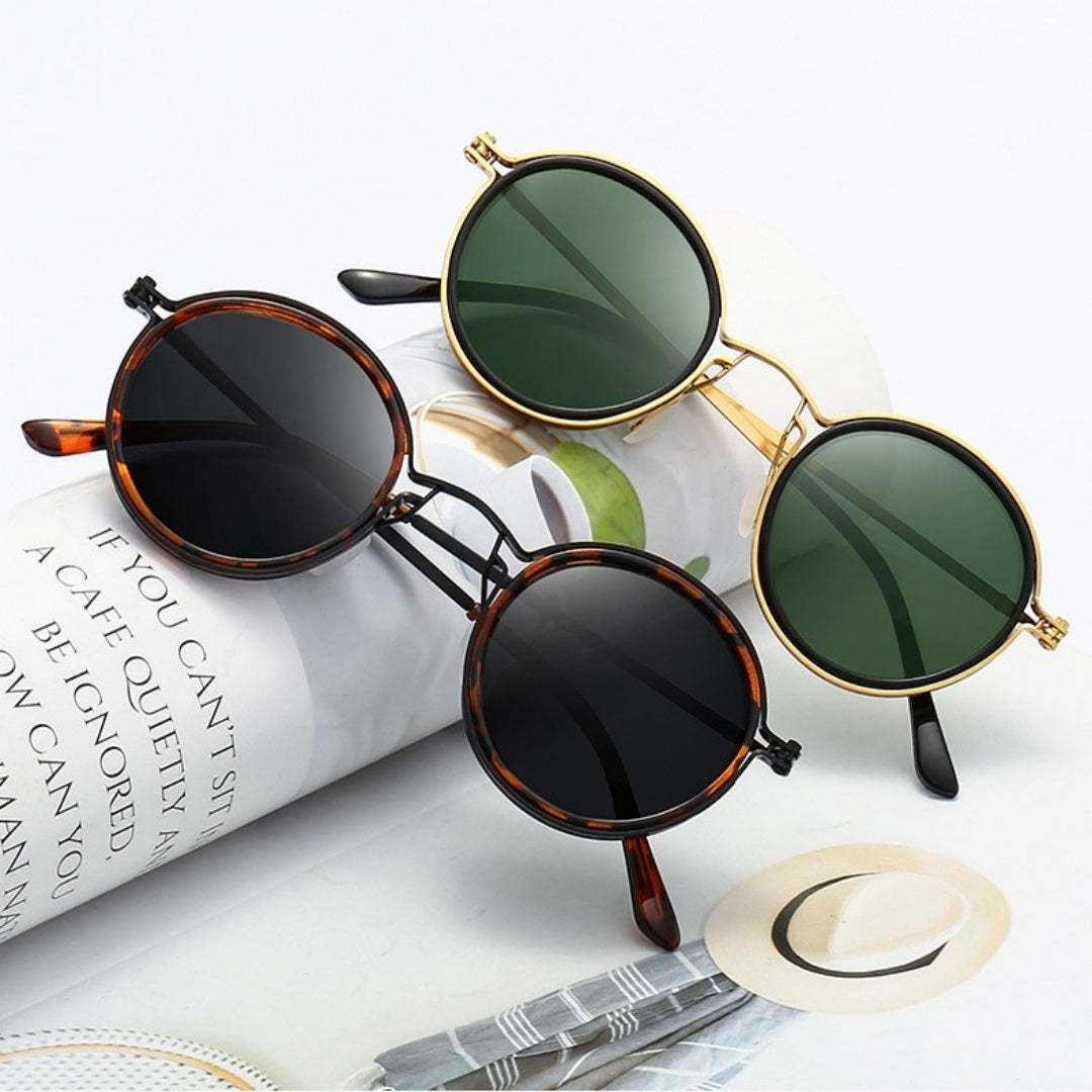 JC-250105MGL-054  Sunscreen Retro Style Round Frame Metal Sunglasses