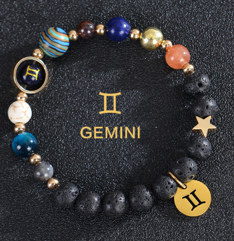 JC-241230BBJ-088  Eight Planets Twelve Constellations Bracelets Frosted Stone Beaded Bracelet