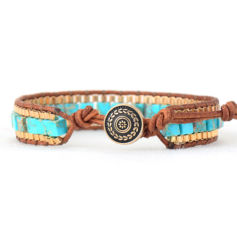 JC-241230BBJ-018  Fashion Imperial Stone Hand-woven Leather Bracelet