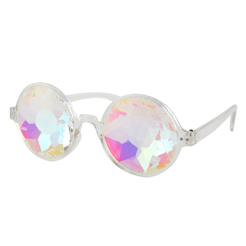 JC-250105MGL-015  Kaleidoscope Concert Sunglasses Glass Faceted Mosaic Glasses