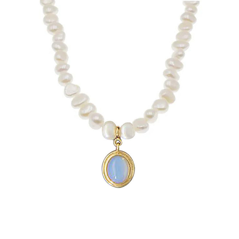 JC-250106NCL-047  Round Medal Pearl Necklace Irregular Pearl