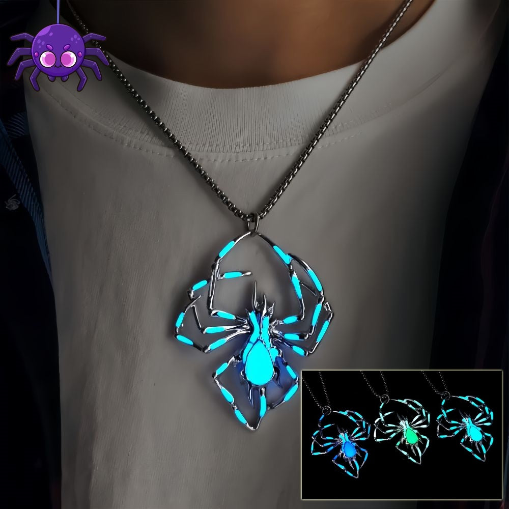 JC-250106NCL-044  Halloween Creative Stereo Luminous Spider Necklace Jewerly Glowing Night Fluorescence Antique Vintage Glow In The Dark For Men Women Gift Party Halloween Day Club