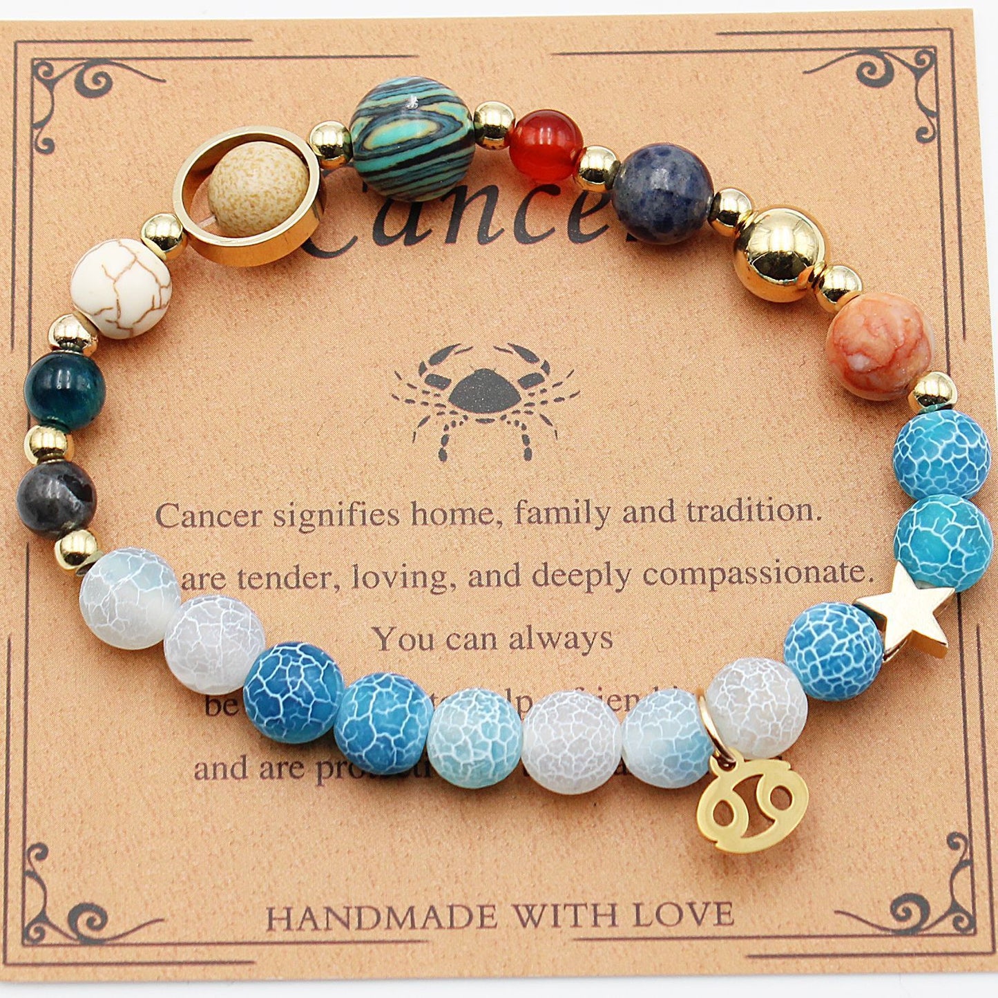 JC-241230BBJ-066  Twelve Constellations Bracelets Natural Stone Beaded Eight Planets