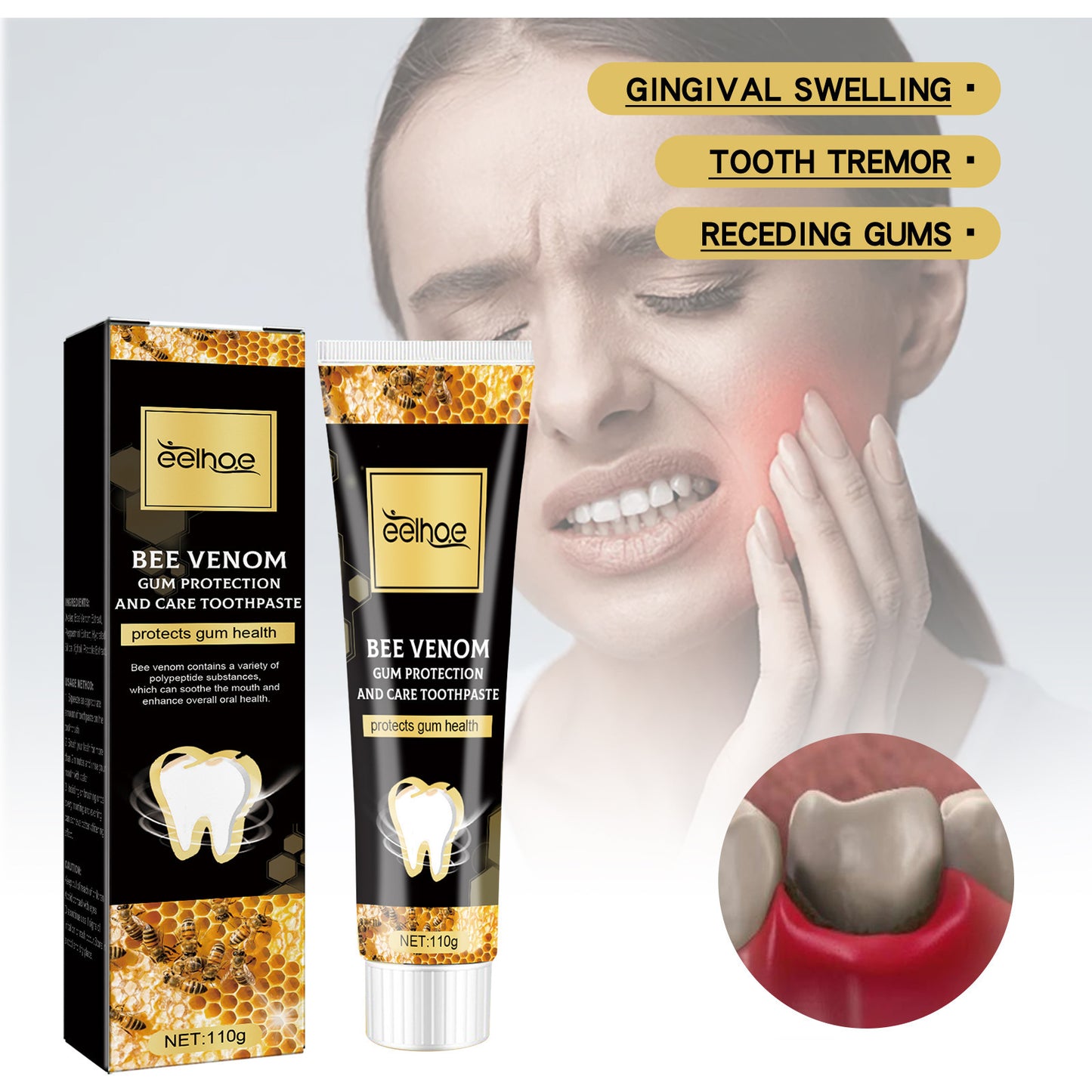 JC-250106ORL-034  Bee Poison Gum Care Toothpaste To Remove Yellow And Oral Odor