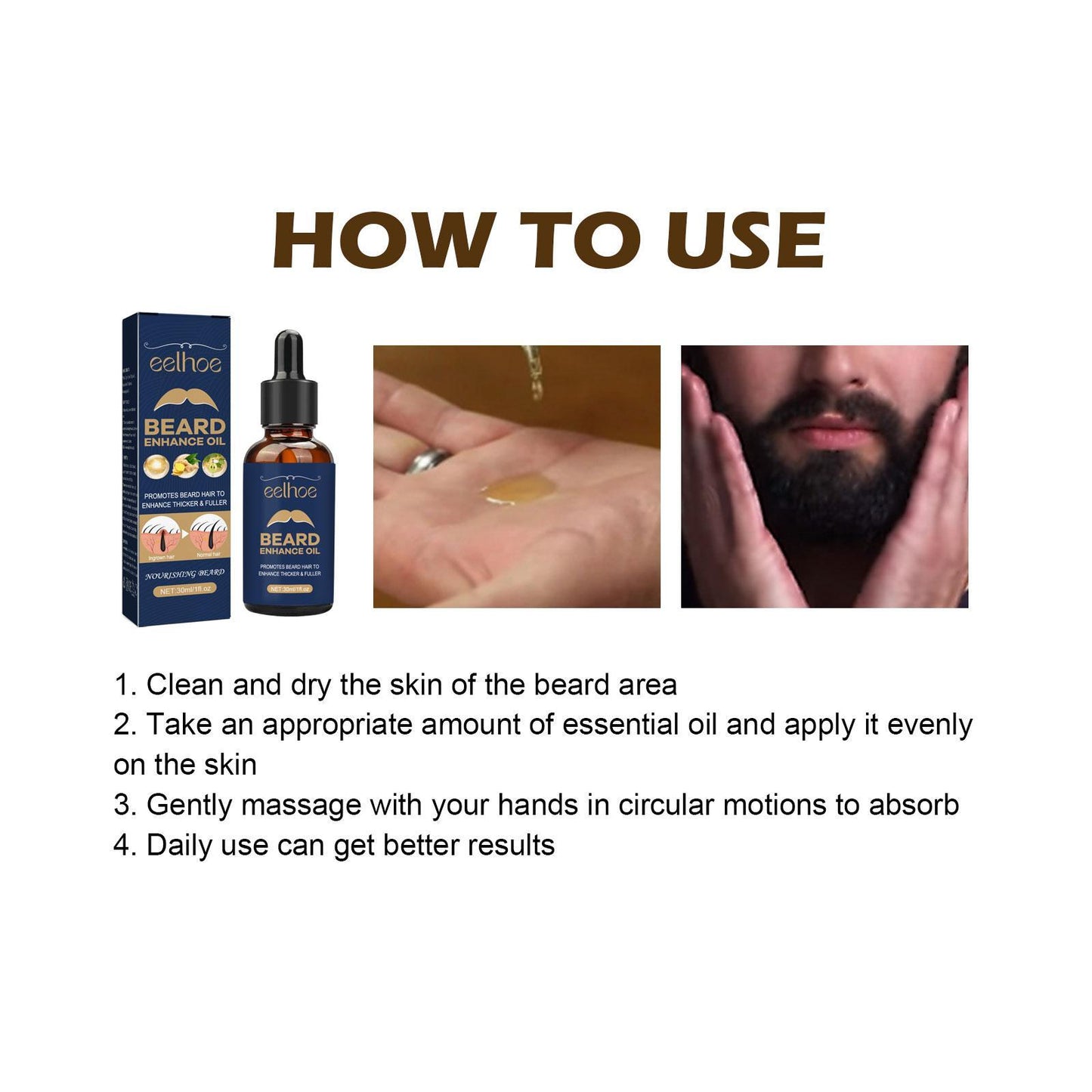 JCM-179OL-24  EELHOE Beard Care Oil - Strengthen And Nourish Beard Roots  Moisturizing And Shine-Enhancing Beard Growth Serum For Men Hair Care Hydrating