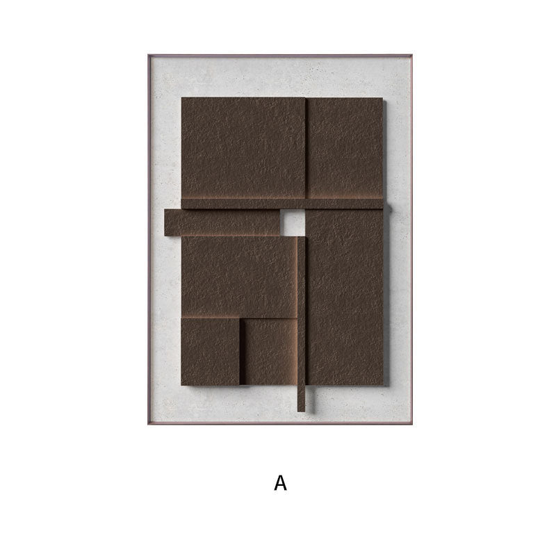 JC-250104PNT-014  Nordic Brown 3D Geometric Abstract Canvas Painting