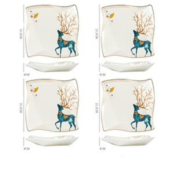 JC-250101DNW-022  Dinner Plates Ceramic Steak Plate Web Porcelain