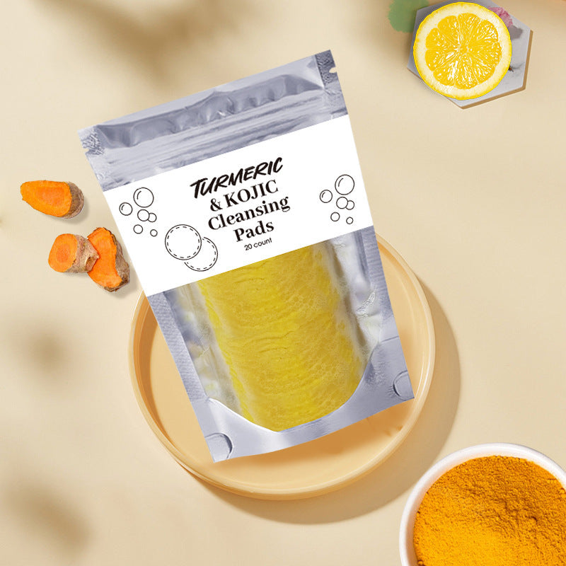 JCM-248CLN-24  Turmeric Exfoliating Cleansing Pads Compressed Facial Sponges Skin Care Tools For Face Clogged Pores Excess Oil Cleansing