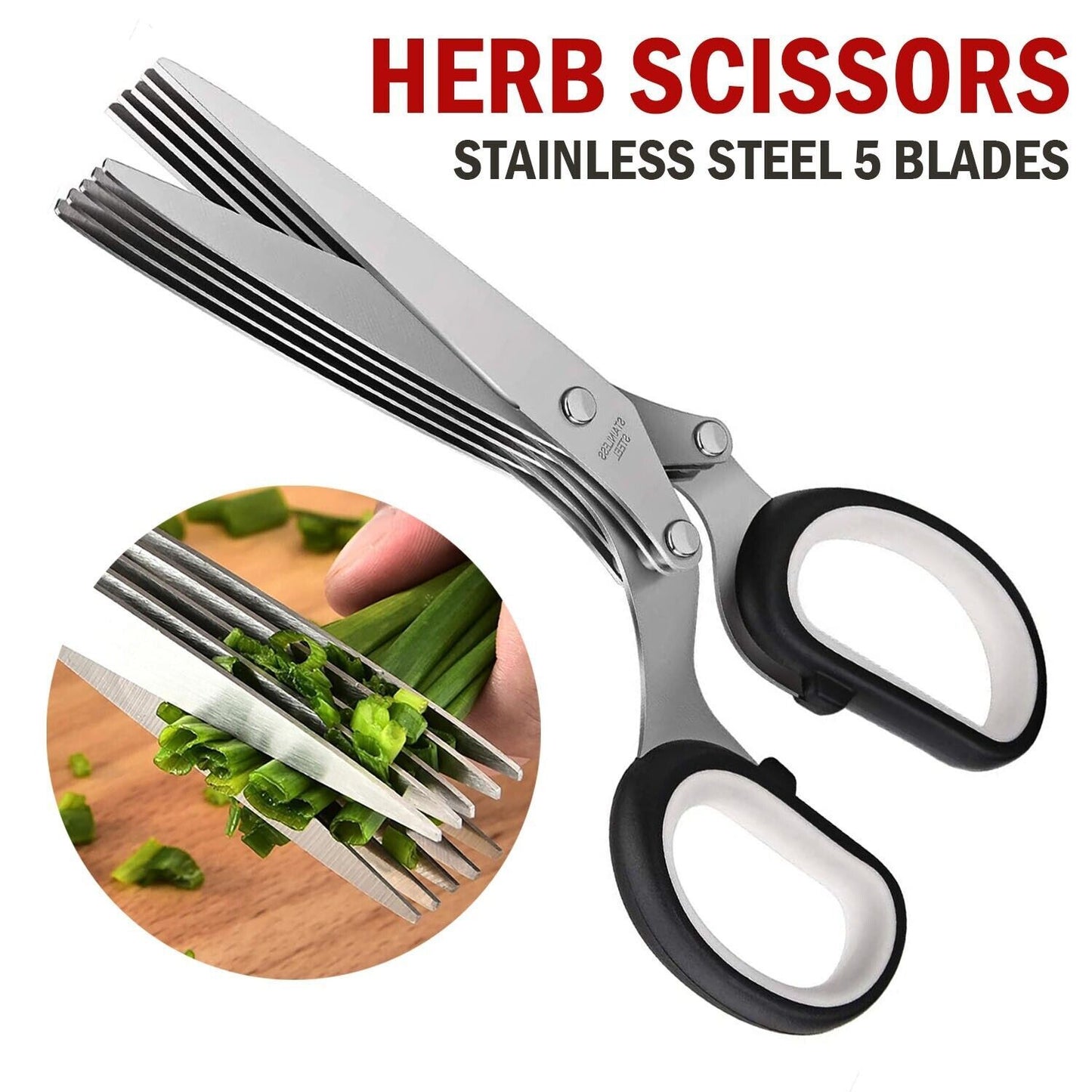 JC-241226KCT-011  Herb Scissors Set With 5 Blades And Cover - Multipurpose Kitchen Shear