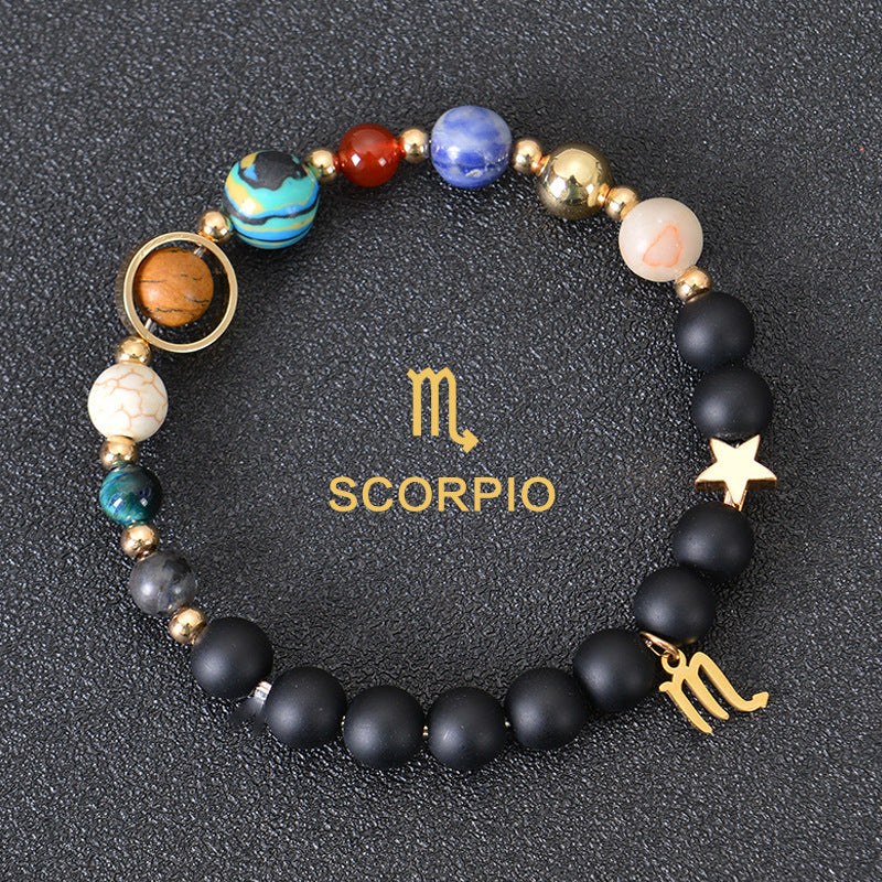 JC-241230BBJ-088  Eight Planets Twelve Constellations Bracelets Frosted Stone Beaded Bracelet