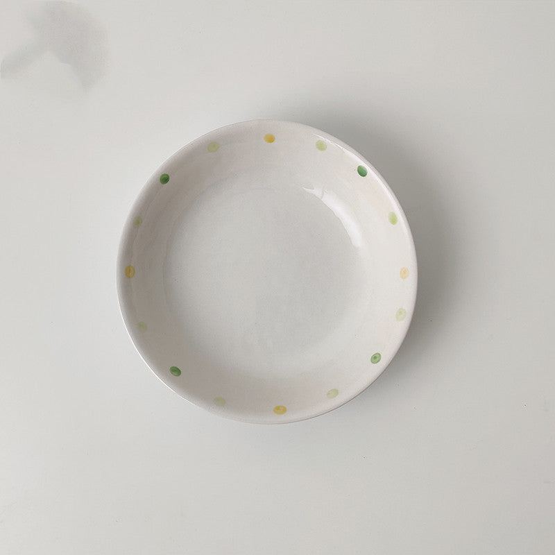 JC-250101DNW-033  Dot Ceramic Plate Set Small Breakfast Plate Dessert Plate Flavor Plate Oval Plate