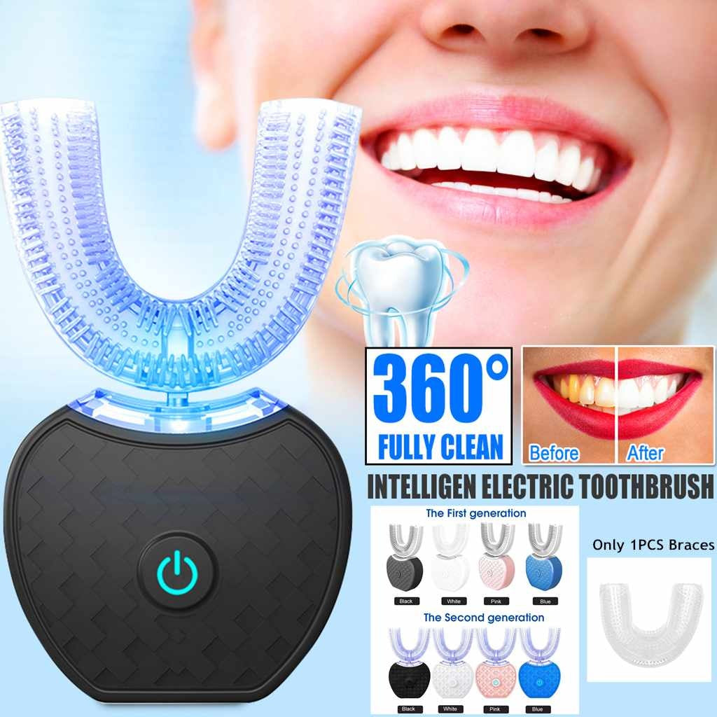 JC-241227PCA-070  360 Degrees Intelligent Automatic Electric  Toothbrush Waterproof U Type Tooth Brush Whitening Blue Light USB Charging