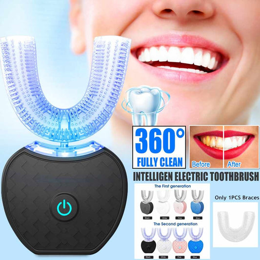 JC-241227PCA-070  360 Degrees Intelligent Automatic Electric  Toothbrush Waterproof U Type Tooth Brush Whitening Blue Light USB Charging