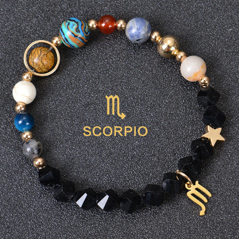 JC-241230BBJ-088  Eight Planets Twelve Constellations Bracelets Frosted Stone Beaded Bracelet