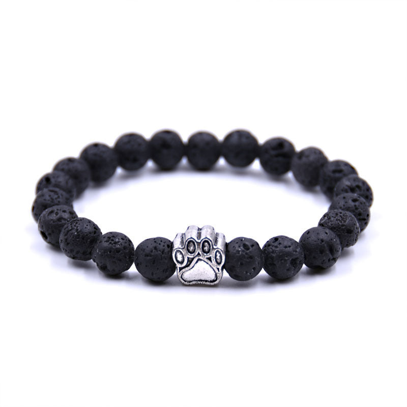 JC-241230BBJ-038  Volcanic Stone Dog Paw Bracelet Tiger Eye Stone