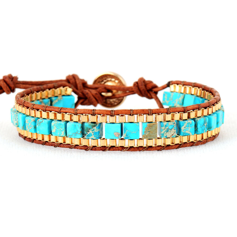 JC-241230BBJ-018  Fashion Imperial Stone Hand-woven Leather Bracelet