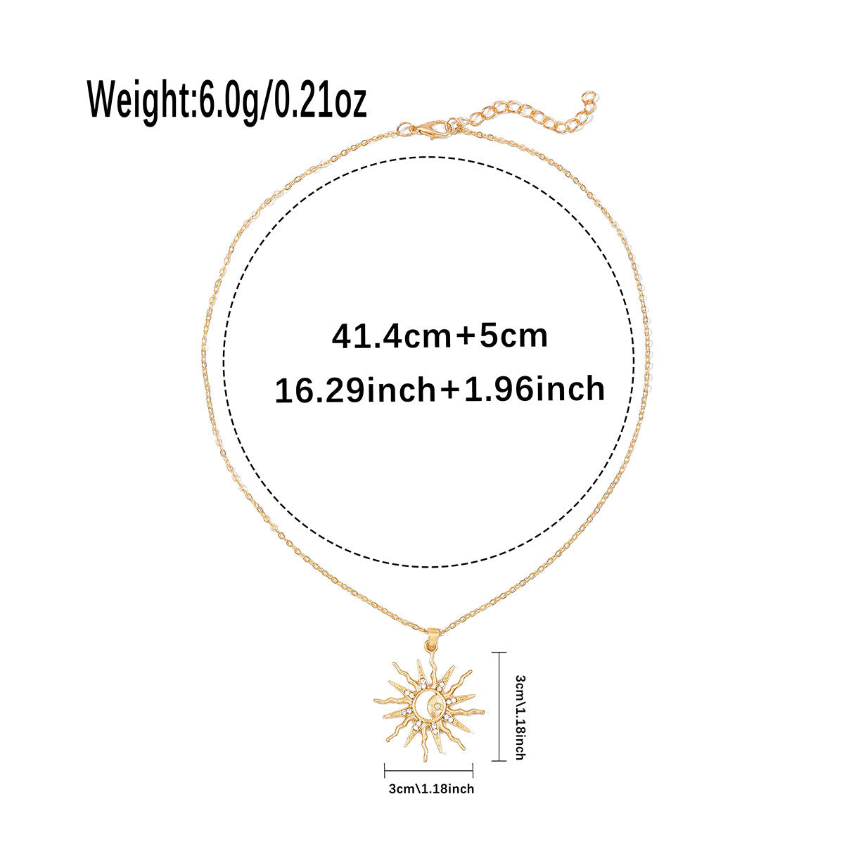 JC-250106NCL-024  Fashion Alloy Moon Pendant Niche Sun