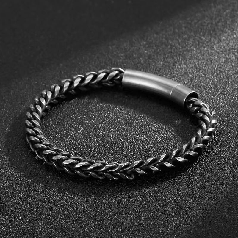 JC-241230BBJ-040  Men's Stainless Steel Round Mill Simple Fashion Titanium Steel Vintage Bracelet