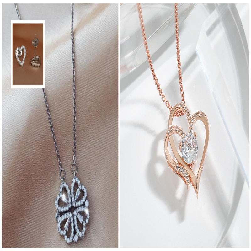 JC-250106NCL-048  Explosive Style Detachable Deformed Four-leaf Clover Necklace For Women A Multi-wearing Zircon Small Love Short Clavicle Chain