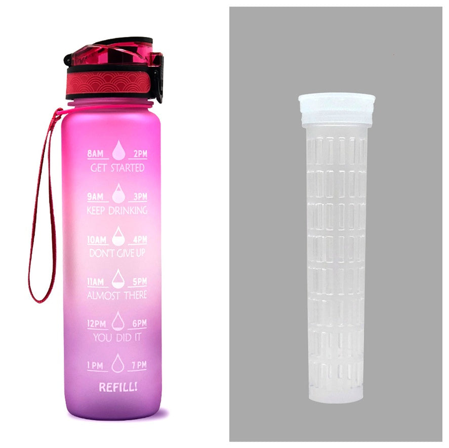 JC-250103DWR-027  1L Tritan Water Bottle With Time Marker Bounce Cover Motivational Water Bottle Cycling Leakproof Cup For Sports Fitness Bottles