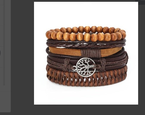 JC-241230BBJ-031  Men's Leather Vintage Braided Bracelet