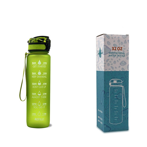 JC-250103DWR-027  1L Tritan Water Bottle With Time Marker Bounce Cover Motivational Water Bottle Cycling Leakproof Cup For Sports Fitness Bottles