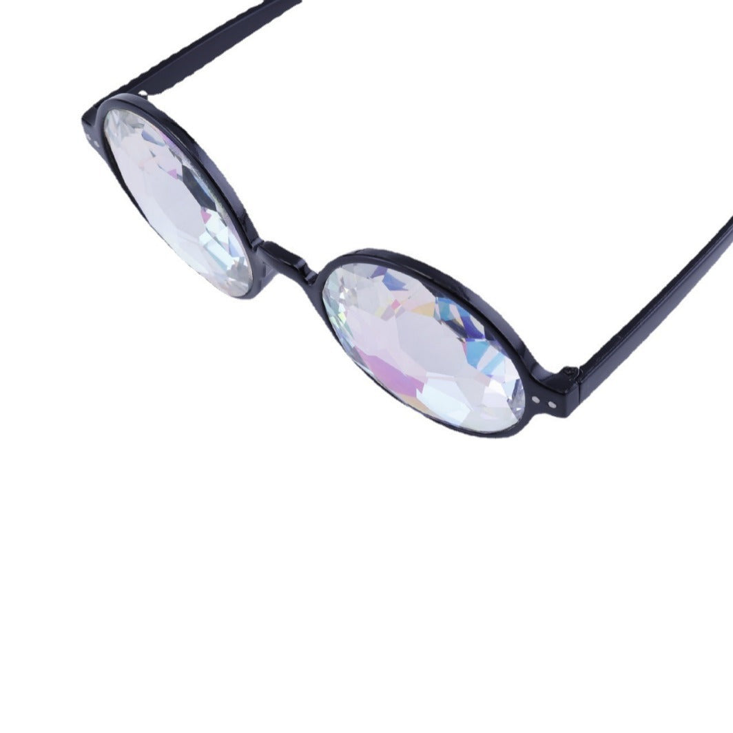 JC-250105MGL-015  Kaleidoscope Concert Sunglasses Glass Faceted Mosaic Glasses