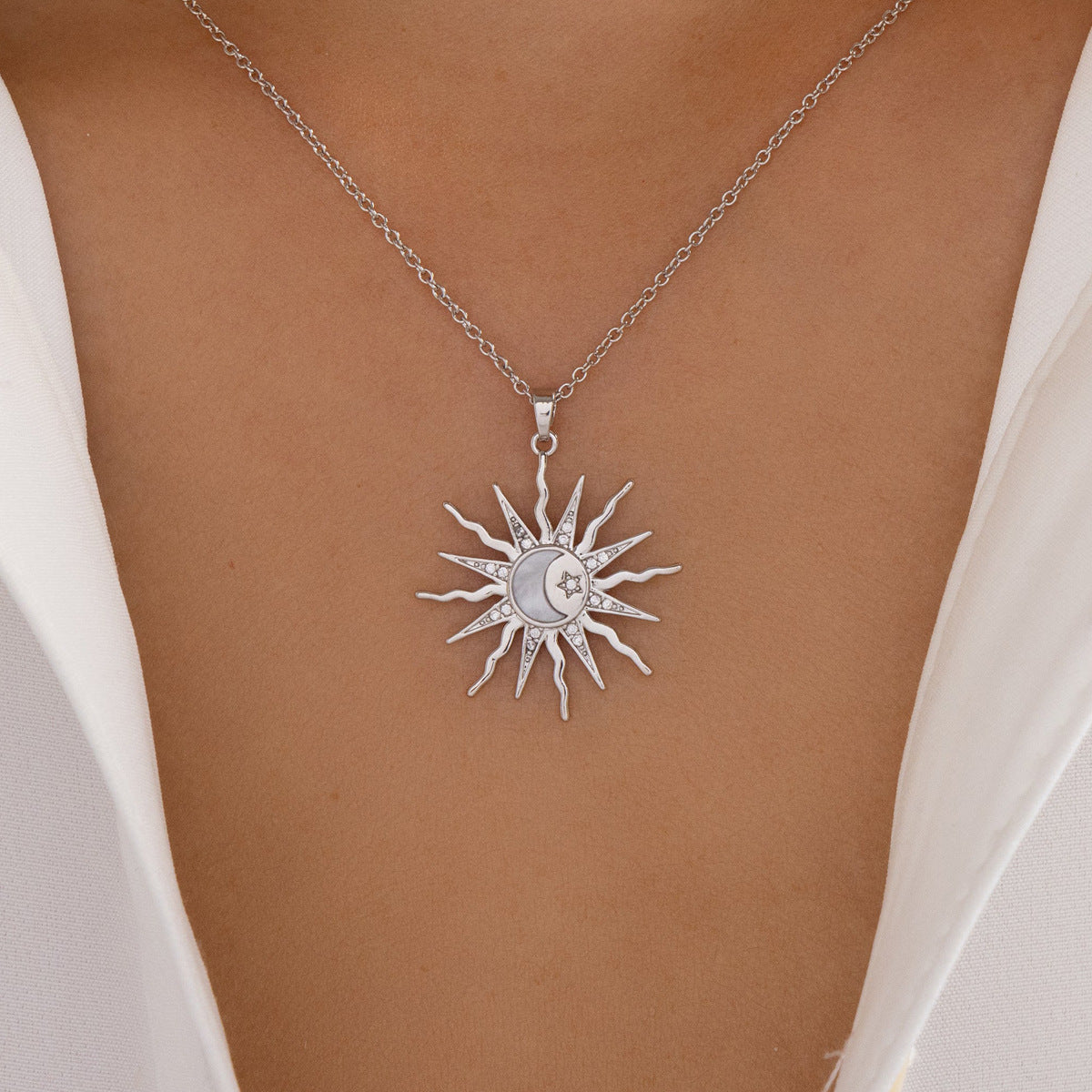 JC-250106NCL-024  Fashion Alloy Moon Pendant Niche Sun