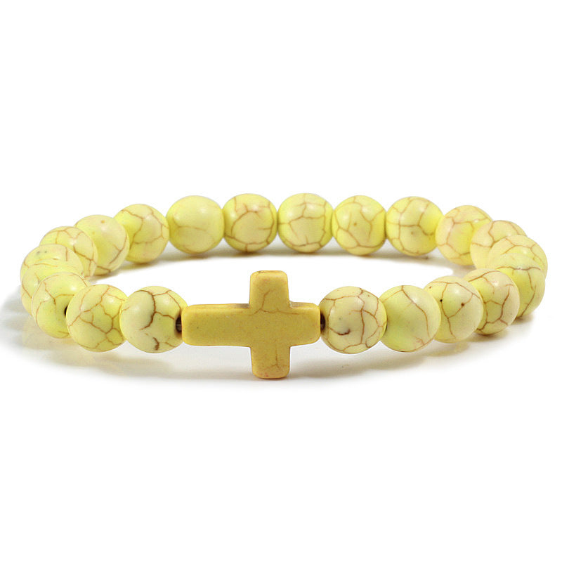 JC-241230BBJ-055  Blue Turquoise Cross Bracelet