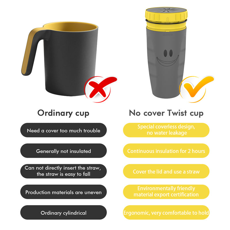 JC-250103DWR-020  No Cover Twist Cup Travel Portable Cup Double Insulation Tumbler Straw Sippy Water Bottles Portable For Children Adults