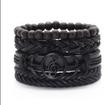 JC-241230BBJ-031  Men's Leather Vintage Braided Bracelet