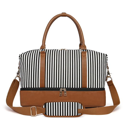 CJ-075DBG-24 Women's Hand Striped Canvas Duffle Bag