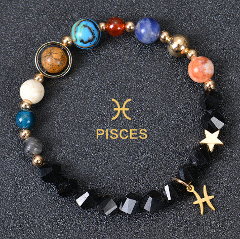 JC-241230BBJ-088  Eight Planets Twelve Constellations Bracelets Frosted Stone Beaded Bracelet