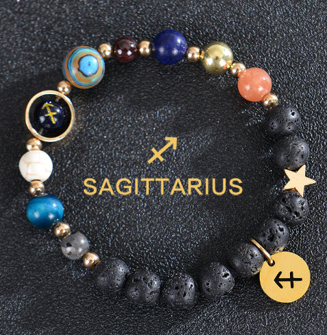 JC-241230BBJ-088  Eight Planets Twelve Constellations Bracelets Frosted Stone Beaded Bracelet