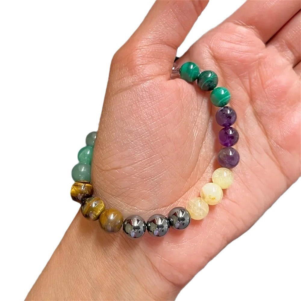 JC-241230BBJ-065  Amethyst Green Dongling Stone Beaded Bracelet